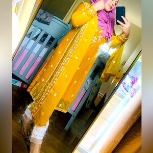 Pakistani Aghanoor chiffon 2 piece kurta with dupatta,party dress ,Indian kurta